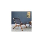 Fauteuil relax en bois de teck et tissag Fauteuil relax en bois de teck et tissag