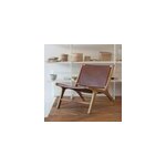 Fauteuil en teck et cuir lisse marron - kuna