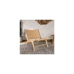 Fauteuil en teck et cuir tress� beige - kuna