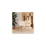 Fauteuil en teck et cuir tress� blanc - kuna