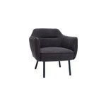 Fauteuil en tissu effet velours gris fonc� et m�tal noir laurens