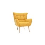 Fauteuil en tissu effet velours jaune moutarde et bois clair avery