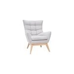 Fauteuil en tissu effet velours textur� gris clair et bois clair brody