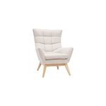 Fauteuil en tissu effet velours textur� naturel et bois clair brody
