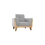Fauteuil en tissu gris et bois clair fjord