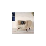 Fauteuil en velours beige capitonn� - mona