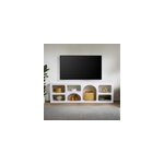 Ferlis - buffet bas 7 niches design organique blanc 160x50cm Ferlis - buffet bas 7 niches design organique blanc 160x50cm
