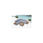 Fira salon de jardin bas 5 places en aluminium gris et blanc