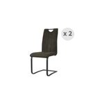 Gardner - chaise microfibre marron fonc� pieds m�tal noir (x2)
