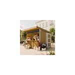 Grand stand march� avec comptoir 240x248x305cm 5, 9m2 bar jardin kiosque marron
