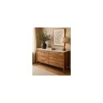 Havena - commode en bois massif et marbre blanc 173 cm