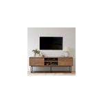 Haye - meuble tv couleur noyer et noir avec rangements Haye - meuble tv couleur noyer et noir avec rangements