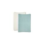 Housse pour matelas � langer blanc bleu vert - lot de 2 - eponge 50x70 cm