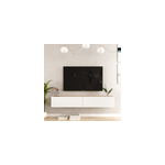 Hyl meuble tv suspendu blanc et bois 180cm