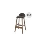 Jude - tabouret de bar vintage marron fonc� et bois teint� noyer(x2)