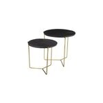 Julia - set de 2 tables basses bois noir et laiton
