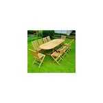 Kajang - salon de jardin extensible avec table ovale 10 places en teck