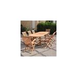 Kajang salon de jardin teck 10 places table ovale 6 chaises 2 fauteuils