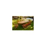 Kajang salon de jardin teck 12 places table ovale 8 chaises 2 fauteuils