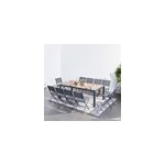 Lagos - ensemble table aluminium effet bois et 10 chaises