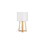 Lampe pied bois molu blanc