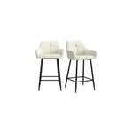 Lea - fauteuil de bar en tissu cosy ecru (x2)