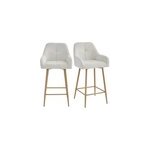 Lea - fauteuil de bar en tissu ikon coloris lin et m�tal ch�ne (x2)