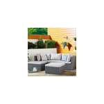 Lecci salon de jardin en rsine tresse 4 places gris - gris clair