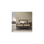 Lit en bois massif et cannage 160 cm