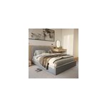 Lit double 140x190 cm avec coffre en tissu gris - tilly