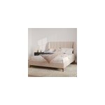 Lit double 140x190 cm en tissu beige et pieds dor - koda