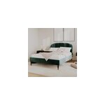 Lit double 140x190 cm en velours vert et pieds dor - gala