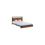 Lit double 140x200 bois brun metal noir