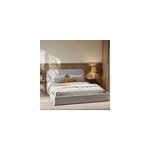 Lit double 160x200 cm avec coffre en tissu gris - tilly