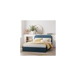 Lit double avec coffre 140x190 cm en tissu bleu - tilly