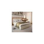 Lit double avec coffre 140x190 cm en tissu gris beige - tilly