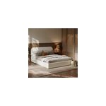 Lit double avec coffre 160x200 cm en tissu gris beige - tilly