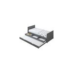 Lit eli gigogne 3 tiroirs gris + matelas