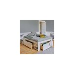 Lit rangement bois massif tara 140 x 190 cm