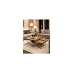 Loft - table basse carr�e gigogne en teck motif chevron
