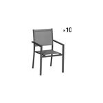 Lot de 10 chaises en aluminium anthracite - textil�ne gris