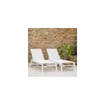 Lot de 2 bains de soleil barbados en textil�ne blanc - aluminium blanc