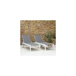 Lot de 2 bains de soleil barbados en textil�ne gris - aluminium blanc