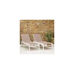 Lot de 2 bains de soleil barbados en textil�ne taupe - aluminium blanc