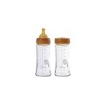 Lot de 2 biberons en verre et caout Lot de 2 biberons en verre et caout