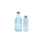 Lot de 2 bouteilles bleues en verre color�, gloupop