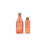 Lot de 2 bouteilles oranges en verre color�, gloupop