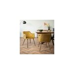 Lot de 2 chaises avec accoudoirs en velours jaune moutarde - daisy