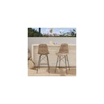 Lot de 2 chaises de bar 63 cm en rsine tress marron - tiptur