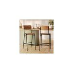 Lot de 2 chaises de bar 75 cm en bois - clem